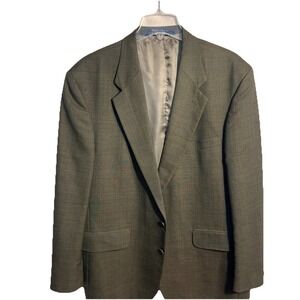 Land's End Men's Sport Coat Blazer Brown Sz 44 Regular 100% Wool Light Plaid